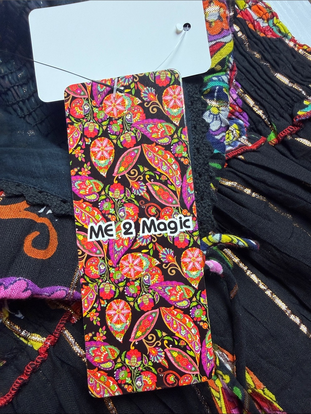 MAGIC 2 ME NWT Paisley Boho Maxi Dress Black Multicolor Women’s - Picture 8 of 8